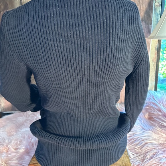 Womens Gap Stretch Ribbed Black Turtleneck Sweater - Large, Cotton Blend - Picture 14 of 15